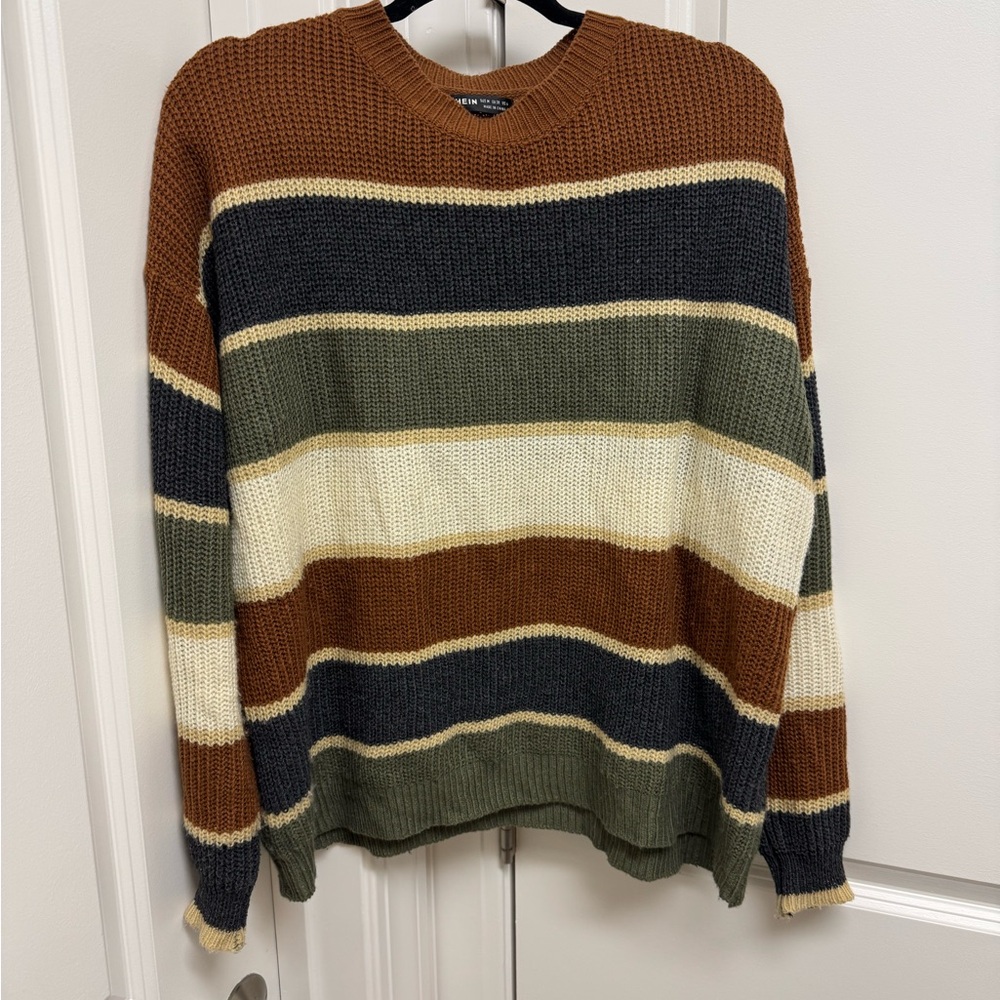 SHEIN Crewneck Sweater - Brown, Green, Cream